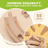 Tiny Land® Wooden Track Trains 55 Pcs