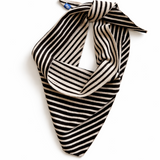Babs Cotton Cashmere Stripe Triangle Scarf in Espresso Combo