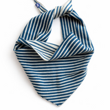 Babs Cotton Cashmere Stripe Triangle Scarf in Chicky Blue Combo