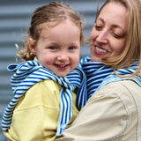 Babs Cotton Cashmere Stripe Triangle Scarf in Chicky Blue Combo