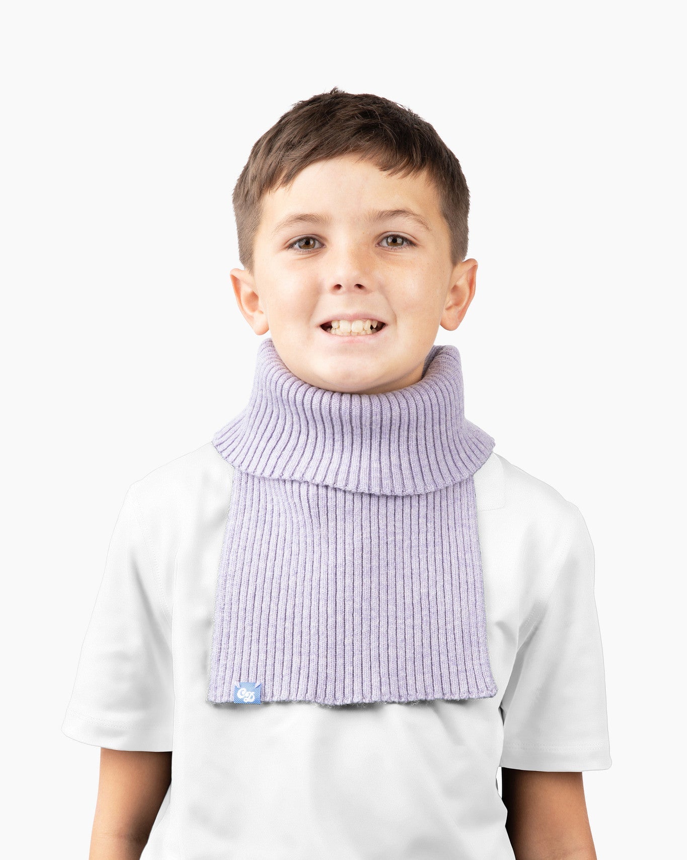 Oliver, age 9, wears a small freddie in lilac